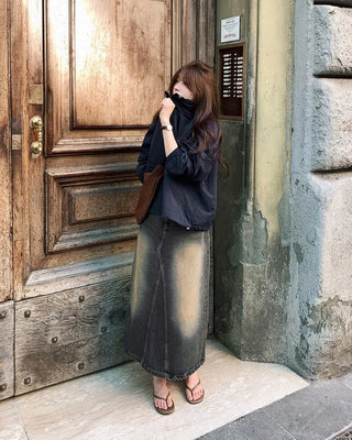 Vintage Wash Denim Skirt