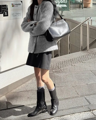 Hairy Collarless Half Coat