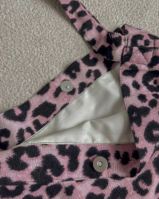 Pink corduroy leopard eco bag
