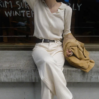 Cardigan-style ribbed collar knit