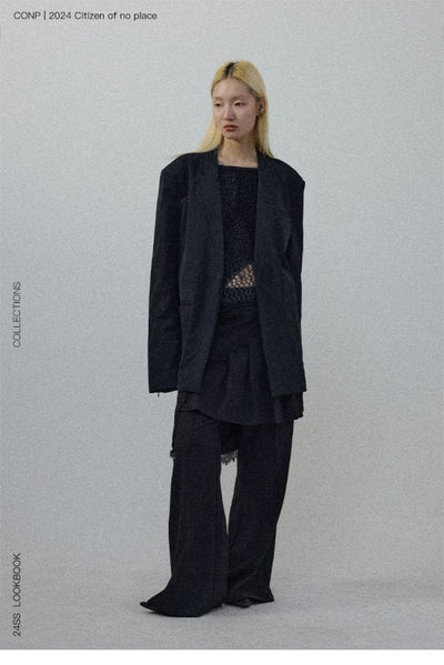 CONP Lace Pleated Skirt & Pants (Black)