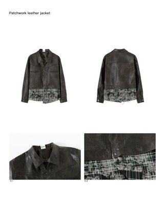 CONP Patchwork Leather Jacket (Dark Brown)