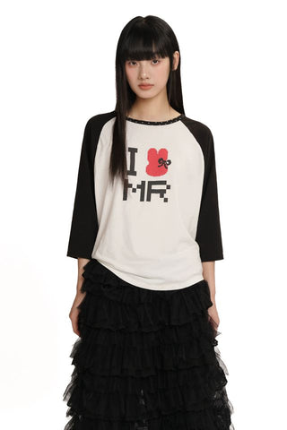 [moromoro2] Mosaic Print Raglan T-Shirt