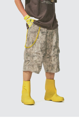 [Monterest] Washed Cotton Cropped Cargo Shorts