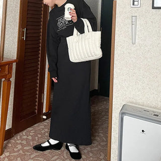 Ribbed slit skirt