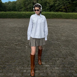 Cross-button blouse