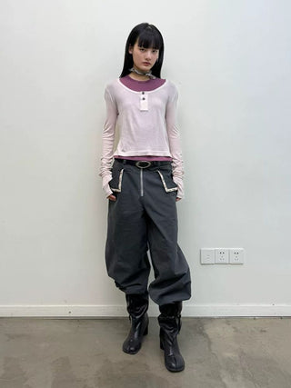 [NEVERSEEZ] Beaded Pocket Washed Work Pants