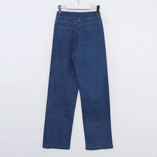 Wide-leg long denim pants