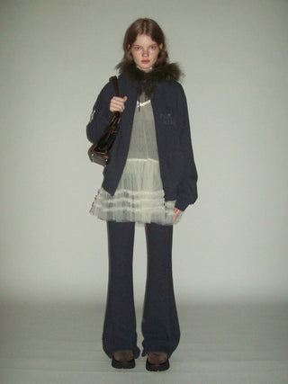 [Moromoro2] Rhinestone Printed Sweatshirt  Set