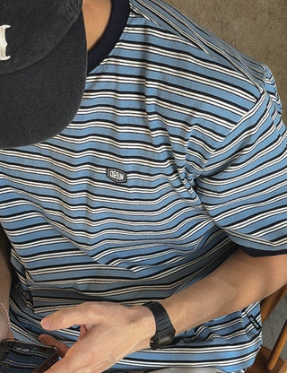DRAW Sky Blue Striped Short Sleeve T-shirt (2 colors)