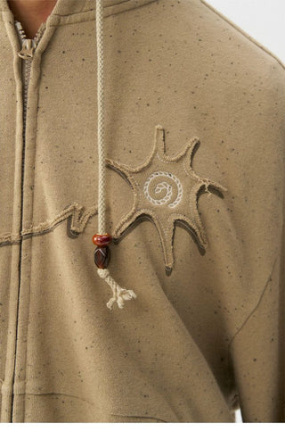 [Monterest] Textured Cotton Blend Hooded Zip-Up