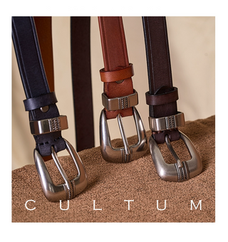 [CULTUM] Engraved Silver Buckle Belt