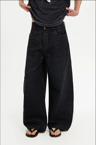 [MASONPRINCE] Black Waxed Coated Denim Jeans