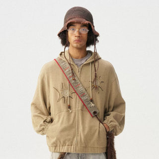[Monterest] Textured Cotton Blend Hooded Zip-Up