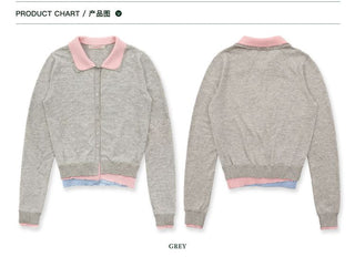 [Moromoro2] Contrast Collar Layered Knit  Cardigan