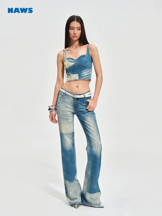 [NOTAWEAR] Equestrian Color Block Straight  Jeans