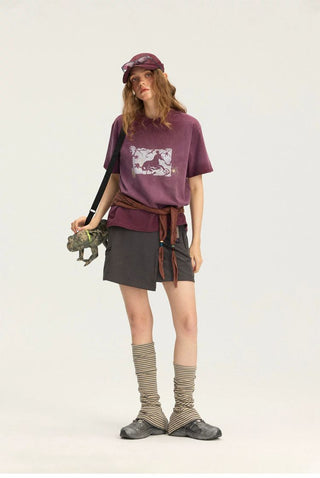 [Monterest] Unicorn Print Washed Cotton T-Shirt