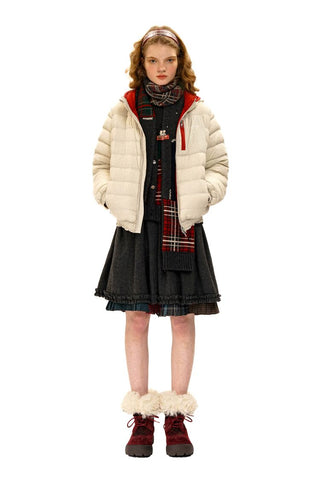 [Moromoro2] Lace Trim Hooded Down Jacket /  Vest