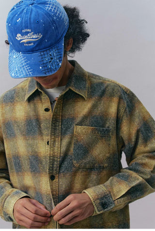 [Monterest] Washed Brushed Plaid Flannel Shirt