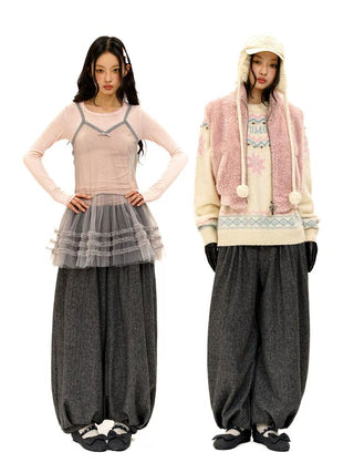 [Moromoro2] Wool Pleated Tapered Wide Pants
