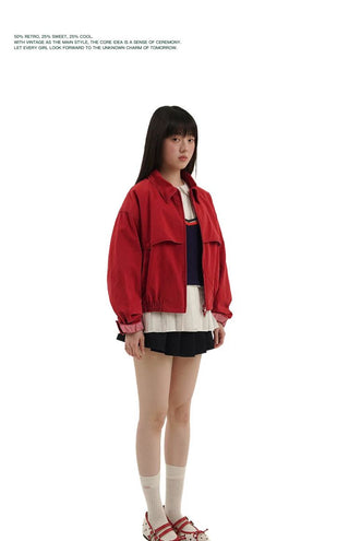[Moromoro2] Washed Cotton Cropped Jacket