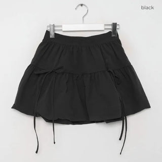 Ribbon Shirring Mini Skirt