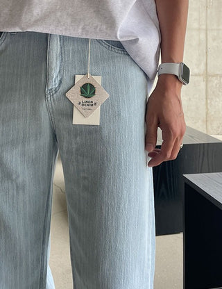3-Color Linen Straight Denim Pants (Linen cotton)