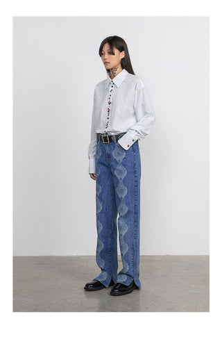 CONP Devoré Graphic Denim Pants (Blue)