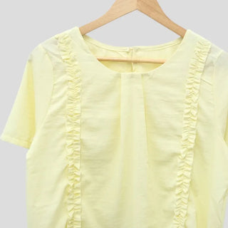 Frill-lined round neck blouse