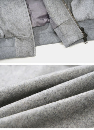 [Monterest] Wool Blend Stand Collar Harrington Jacket