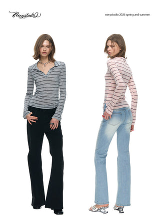 [NECY] Color Block Stripe Polo Shirt (2color)