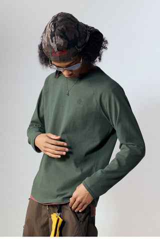 [Monterest] Waffle Knit Drop Shoulder Long Sleeve Tee