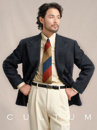[CULTUM] 1930s Wool Herringbone Double Breasted Blazer