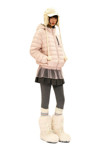 [Moromoro2] Lace Trim Hooded Down Jacket /  Vest