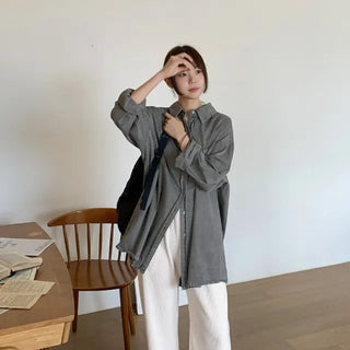 Layered wrap long-sleeved T-shirt