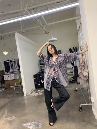 NEVERSEEZ Patchwork Plaid Shirt