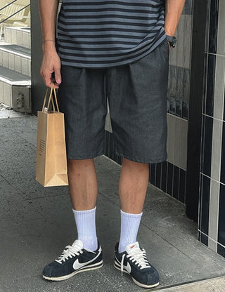 Minimal Denim Bermuda Shorts (2 colors, M~XL)