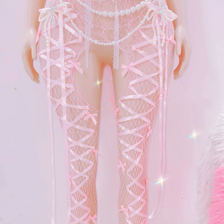 Bowknot feather hollow out ribbon jumpsuit