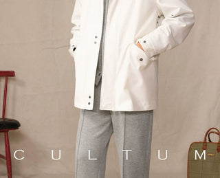 [CULTUM] Merino Wool Blend Stand Collar Jacket