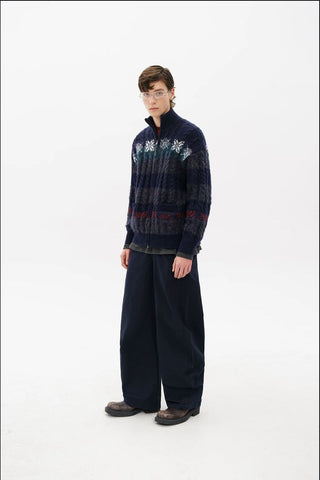 [MASONPRINCE] Fair Isle Cable Knit Wool Blend Cardigan