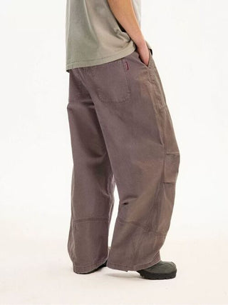 [Monterest] Washed Pleated Wide Leg Parachute Pants