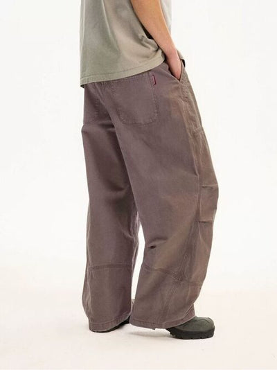 [Monterest] Washed Pleated Wide Leg Parachute Pants