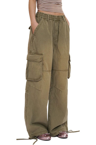 [Moromoro2] Gradient Washed Wide Leg Cargo  Pants