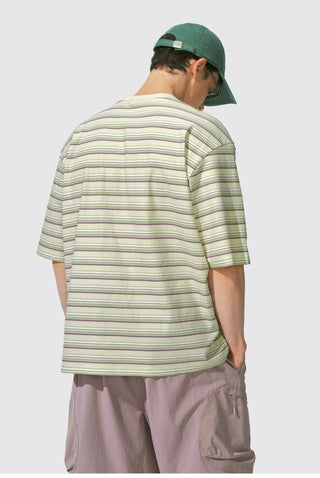 [Monterest] Waffle Knit Striped Logo T-Shirt