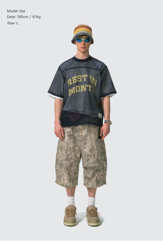 [Monterest] Washed Cotton Cropped Cargo Shorts
