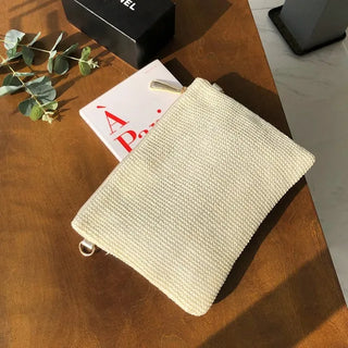 Frappe Rattan Zipper Cross Clutch Bag