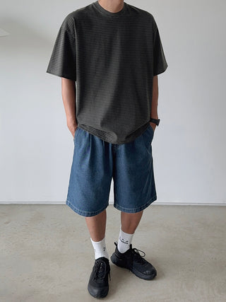 All Day Double-Tuck Half-Band Denim Shorts
