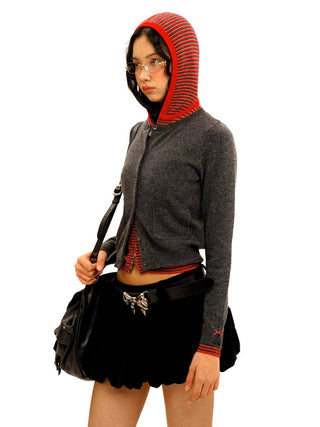 [Moromoro2] Contrast Striped Layered Knit  Sweater