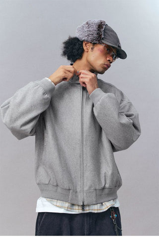 [Monterest] Wool Blend Stand Collar Harrington Jacket