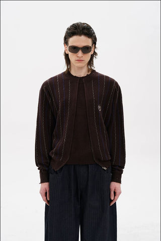 [MASONPRINCE] Retro Striped Layered Knit Sweater